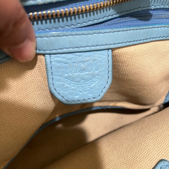 MCM BLUE VISETOS ZIPPERED SMALL TOTE BAG - Picture 16 of 16